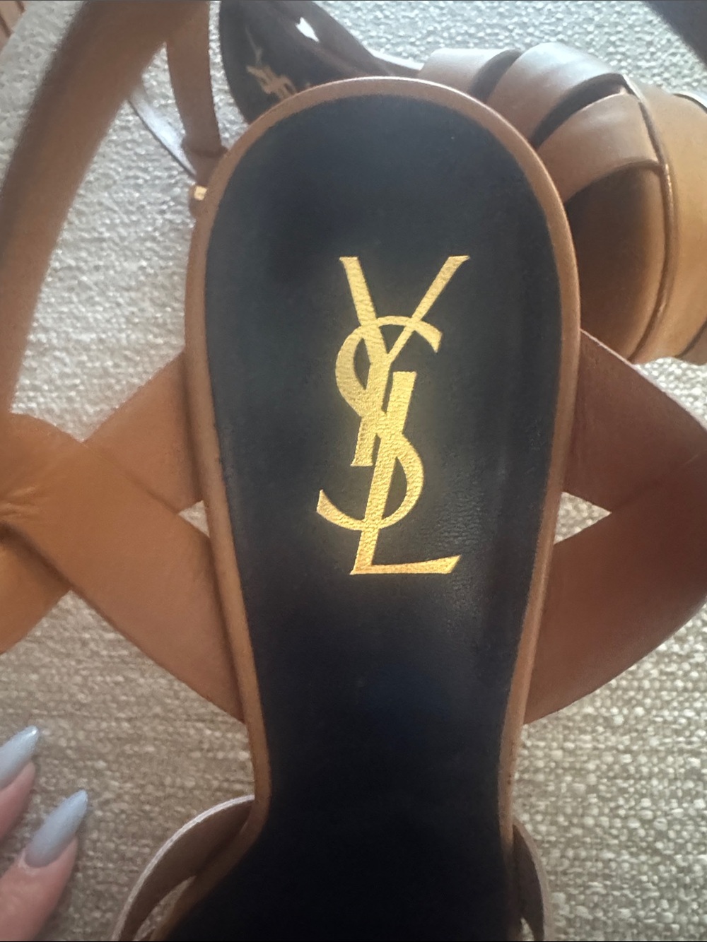 Yves Saint Laurent Tribute Leather Platform Sandals - Picture 8 of 10